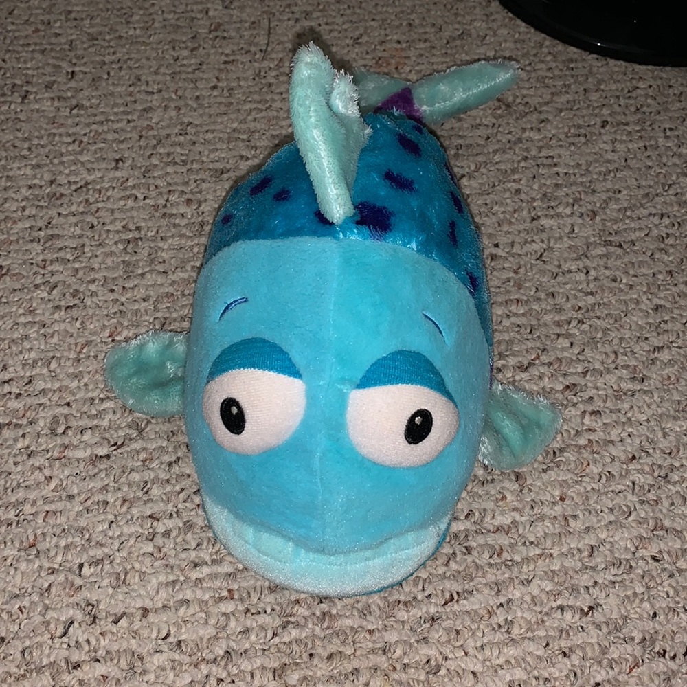 Blue fish stuffed animal.